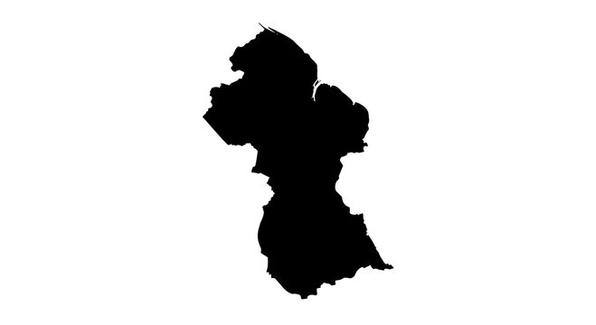 Accurate Guyana Map Silhouette Isolated on White Background