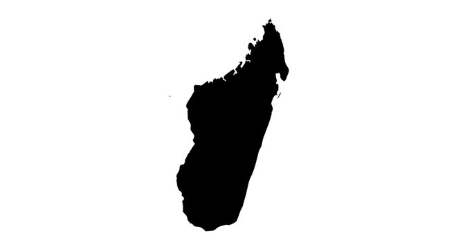 Madagascar map silhouette isolated on white background