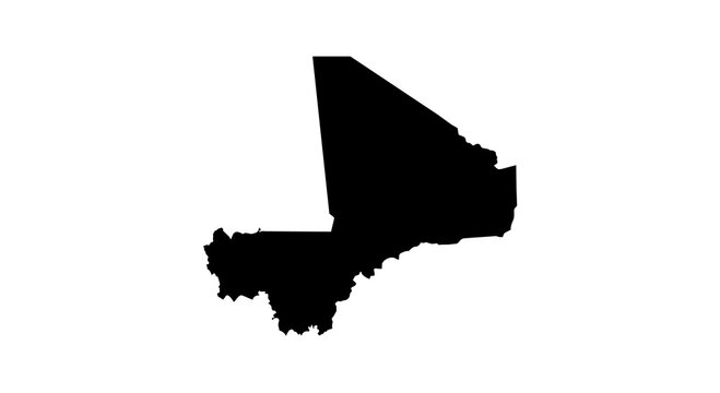 Mali map silhouette isolated on white background