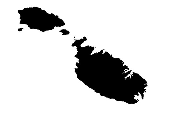 Malta map silhouette isolated on white background