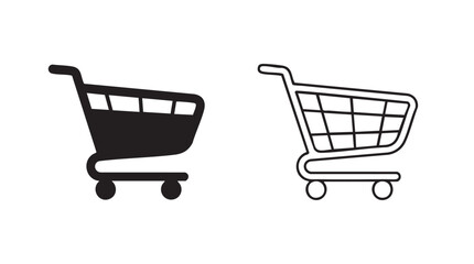 shopping cart icon silhouette with line art vector icon for e-commerce design © Shamsul