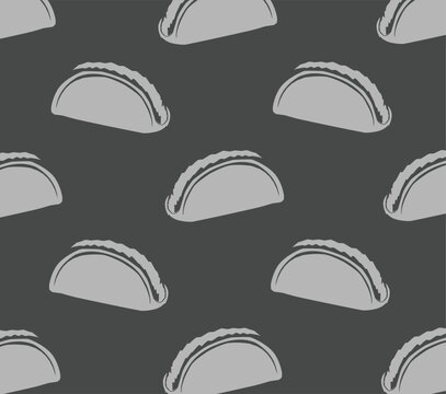 Doodle Taco Seamless Pattern. Mexican Food Repeating Motif. Hand Drawn Outline Illustration.