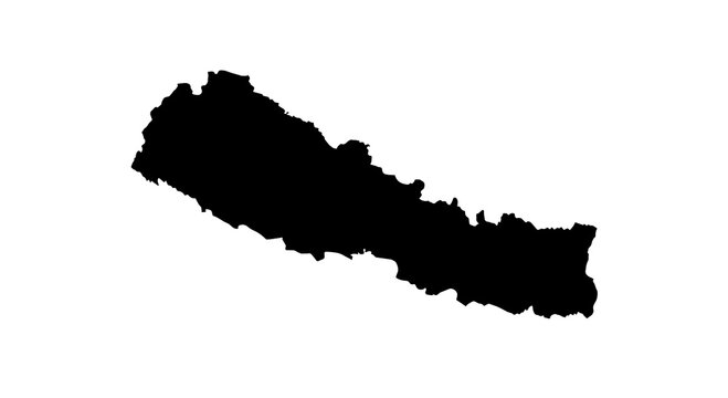 Nepal map silhouette isolated on white background