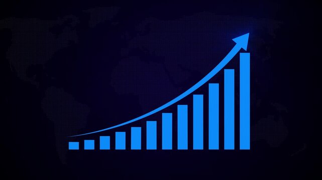 Business growth concept in graph chart showing marketing sales profit increasing to future target . growing business concept. Clean Hi-tech style technology chart, 4k up graph animation video, quality