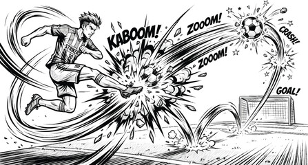 Dynamic soccer ball explosion with motion effects. High-impact sports action vector illustration for high-energy designs. © Kicun