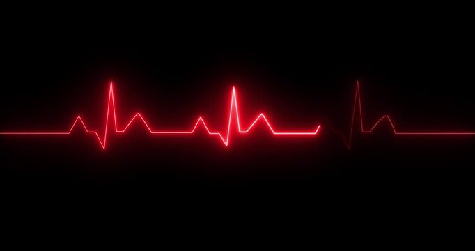 ECG monitor beating heart with a neon electrocardiogram overlay, featuring dynamic HUD elements and a gradient background.Abstract neon heartbeat signal icon on alpha transparent background