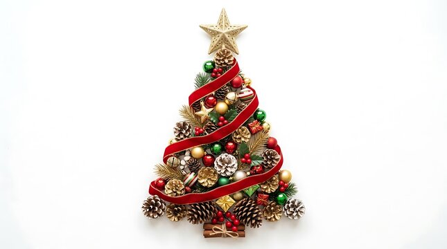 Festive Christmas Tree Ornament With Pinecones