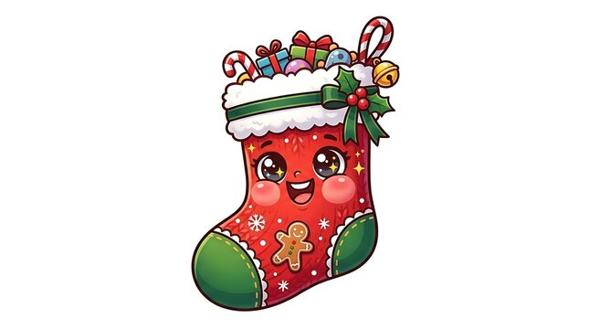  Cute Cartoon Christmas Stocking With Gingerbread