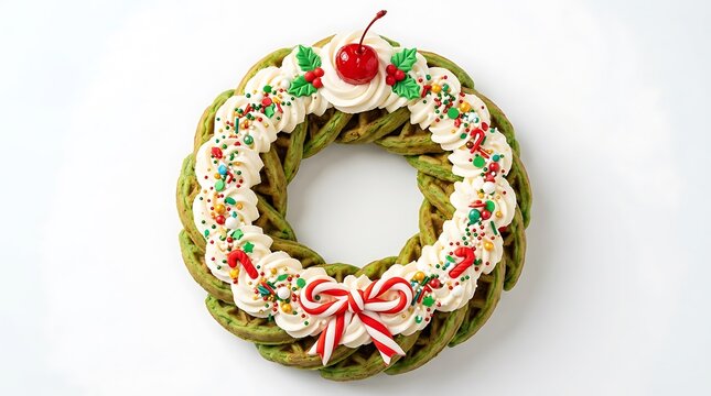 Christmas Waffle Wreath Dessert