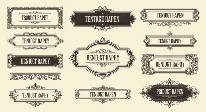 Vintage Ornate Labels, Ornaments, and Frames - Decorative Design Elements