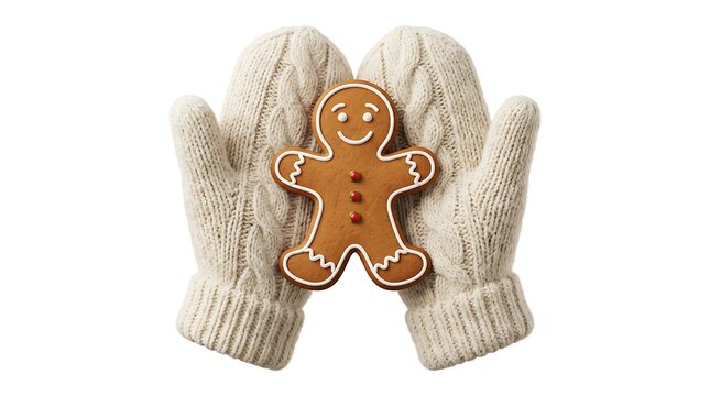 Mittens Holding Gingerbread Man