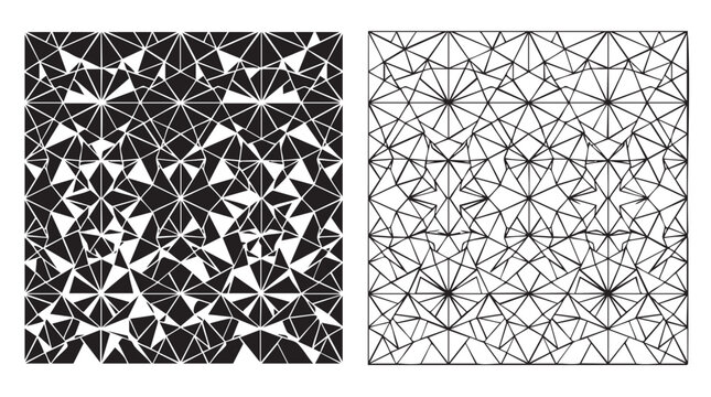 triangle pattern silhouette with line art vector icon design