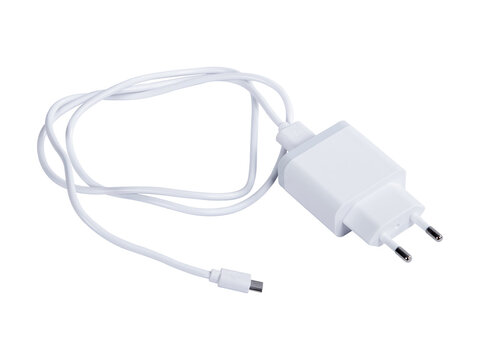 Mobile Charger with Cable European Plug Isolated On Transparent Background PNG