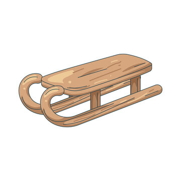 Illustration of Wooden Sled 
