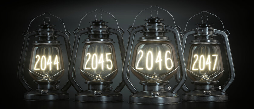 2044, 2045, 2046, 2047 - Vintage Kerosene Lanterns - 3d illustration
