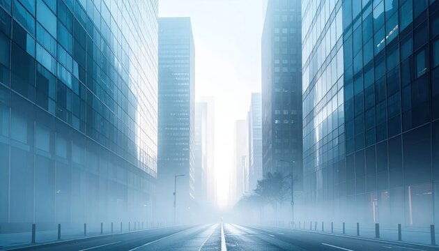 Misty Urban Landscape - A Captivating View of City Architecture.
