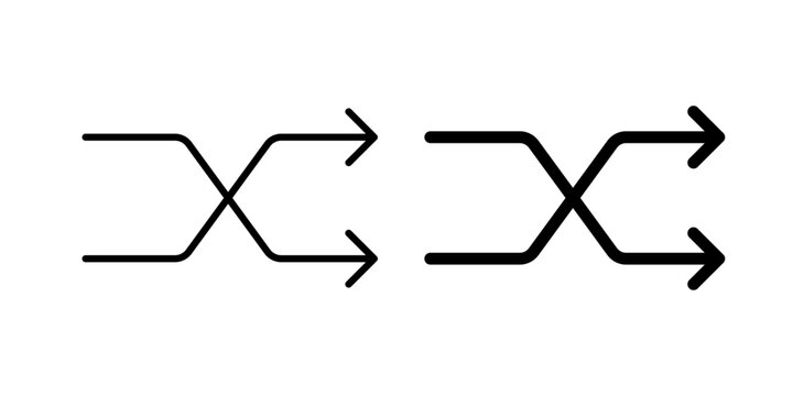 Shuffle Arrow Icon represents random selection, content shuffling, and playlist management with an editable outline vector illustration.