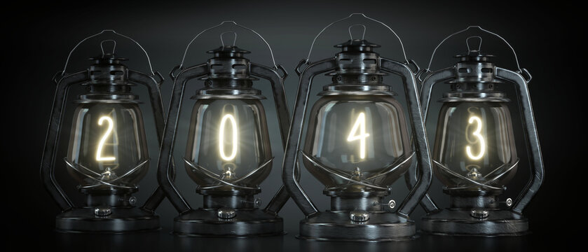 2043 - Vintage Kerosene Lanterns - 3d illustration