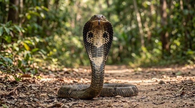 Majestic cobra snake portrait dangerous reptile wildlife nature animal king cobra venomous serpent hooded cobra