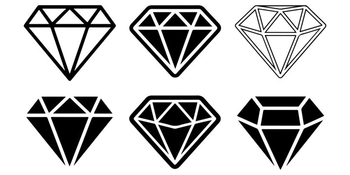 Diamond Gemstone Icon Collection for Jewelry Design
Luxury Gem Silhouette Vector Set Isolated on White
Black Diamond Symbol Pack with Multiple Gem Cuts