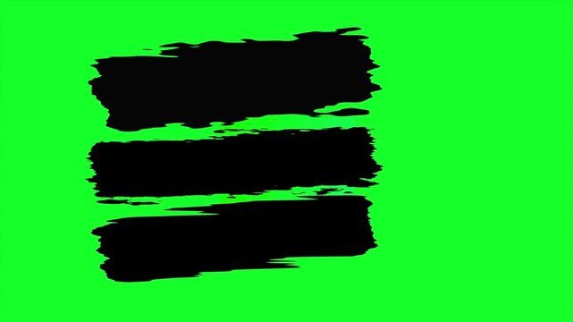 Black grunge brush stroke transition on green screen, paint swipe animation, chroma key overlay, artistic ink reveal, 4k motion graphics background