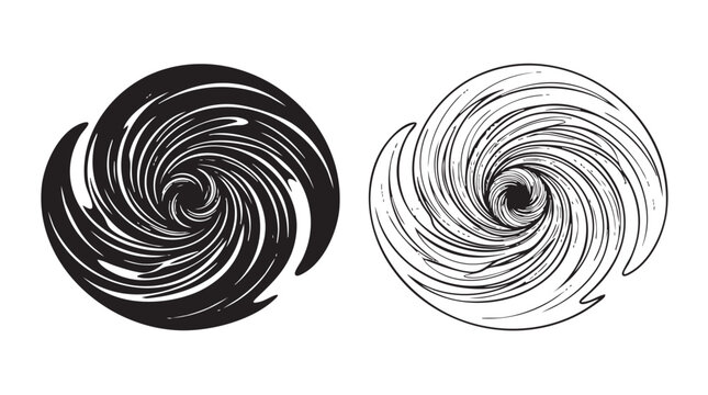 silhouette with line art vector icon of a time warp wormhole portal