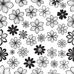 Fototapeta premium Elegant Floral Doodle Seamless Pattern Background Design Collection