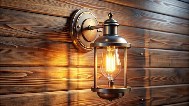 Wall light fixture on textured wooden surface
