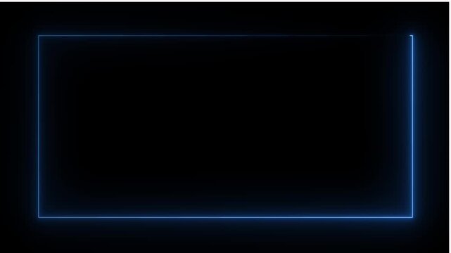 Neon light border animation forming a rectangle on a black background for futuristic design