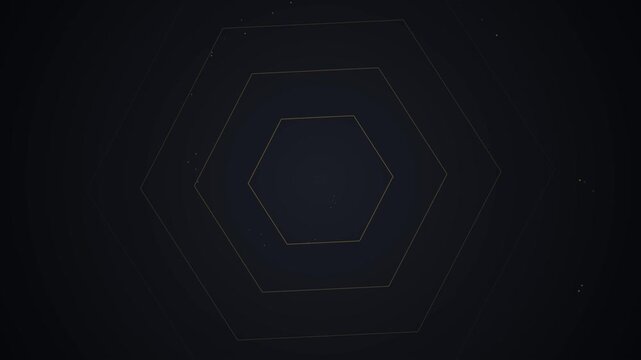 Minimalist gold hexagonal outlines on dark background.