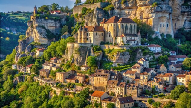 The famous cliffside village of rocamadour in the occitanie region of france