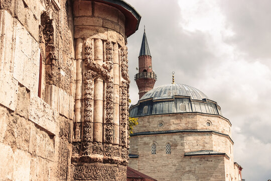 Sivas, Turkiye (Turkey) - Twin minarets madrasah in Sivas city - Sivas is a tourist magnet city of modern Turkey with many historical monumental remains.