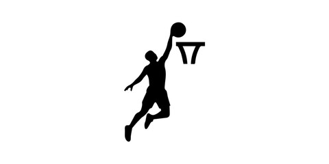 Basketball Dunk Black silhouette icon white background. © MDNAYEM
