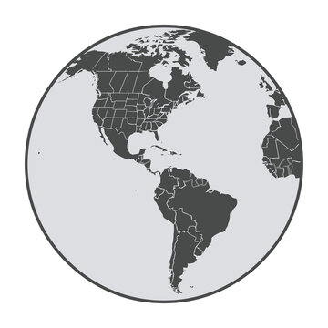 Globe illustration with Americas continents map highlighted