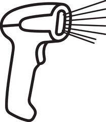 Obraz premium Minimalist vector depiction of a hair dryer with radiating light effects highlighting the nozzle for emphasis.