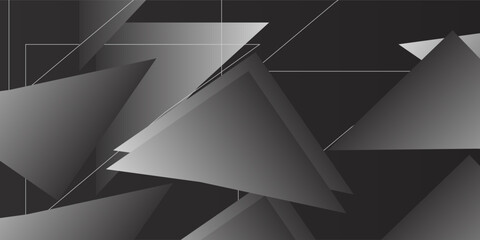 Obraz premium Modern dark geometric abstract background with black polygon shapes and gradient layers. Vector illustration