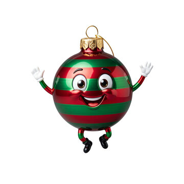 3d cartoon festive happy christmas bauble character dancing