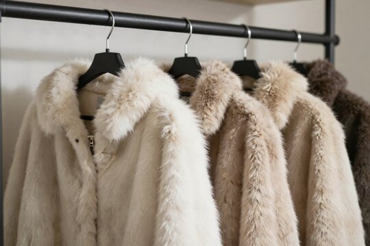 Stylish Fur Coats Hanger Display