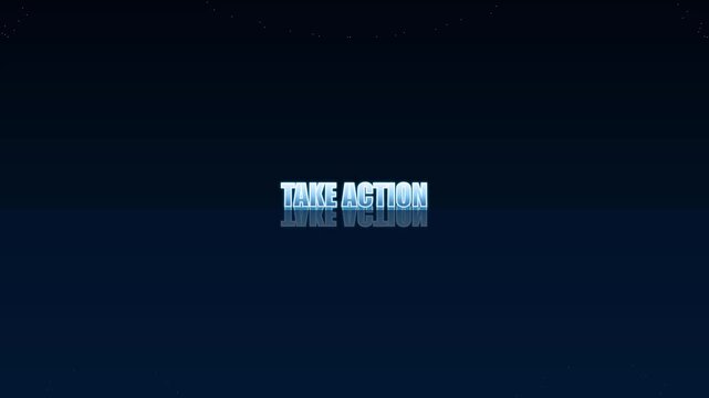 Cinematic Take Action Typography Animation for Business Success and Personal Motivation on Deep Blue Background
