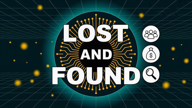 Lost and found concept with search icon and missing items information