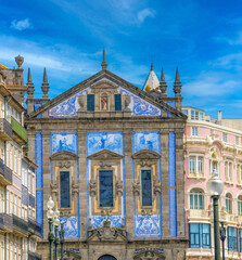 Fototapeta premium Tiled facade of the Santo António dos Congregados Church, Porto, Portugal