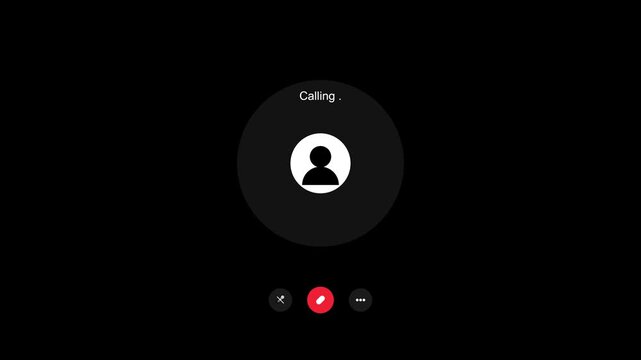 Mobile application interface displaying an outgoing voice call status with animated text and user icon