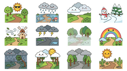 Obraz premium Weather Forecast Icons Set.