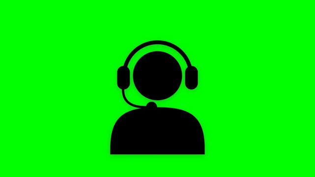 Customer service icon silhouette on a green screen background.