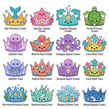 Colorful Oceanic Princess Crowns.