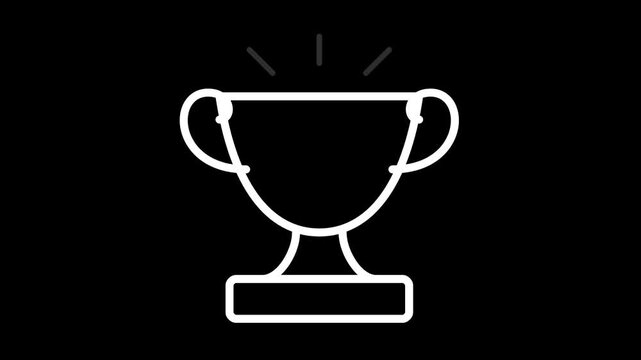 Simple Line Art Trophy Icons on Black Background.