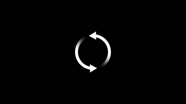 Circle arrow refresh and reload icon animation with loading progress on black background. refresh icon animation video.