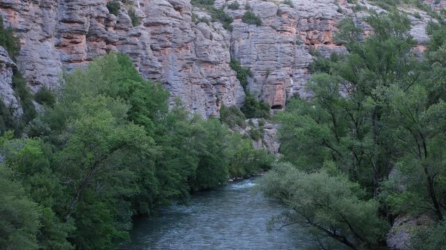Noguera Pallaresa River, Collegats Gorge in the Catalan Pyrenees.  Hiking trails, canyoning, rock climbing, trekking, wildlife observation, and nature tourism.