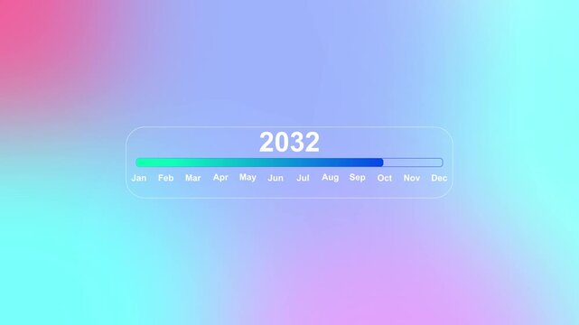 Year change concept. New year 20232 loading bar animation. year ending loading animation. Transition loading bar 2032 with Month, 4k quality video