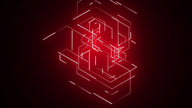 Vector cover template design red background with abstract hexagon pattern. Atom technology design.4k video